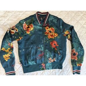 Poly & Esther Floral Ladies Jacket Size Medium Green
